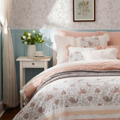 9 Piece Cotton Percale Comforter Set with Decorative Pillows - Blush