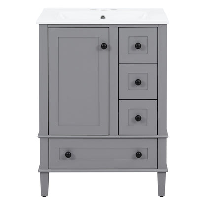 Bathroom Vanity with Integrated Basin and Soft Close Drawers - Multiple Colors