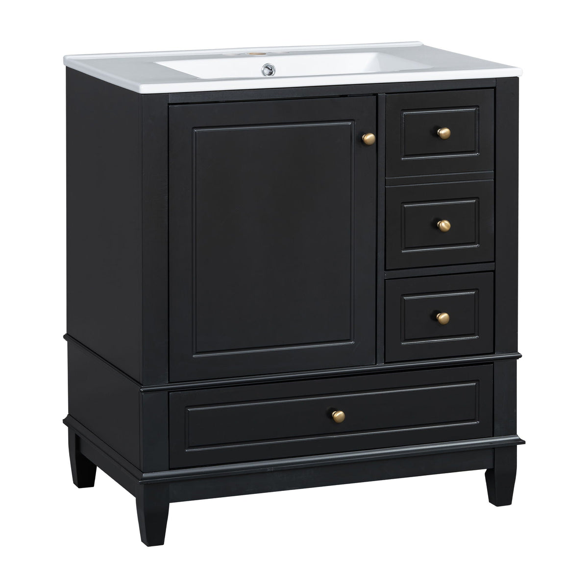 Freestanding Bathroom Vanity With Sink, Soft Close Door, 3 Drawers