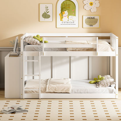 Bunk Bed With 4 Drawers and 3 Shelves - Solid Pine Wood