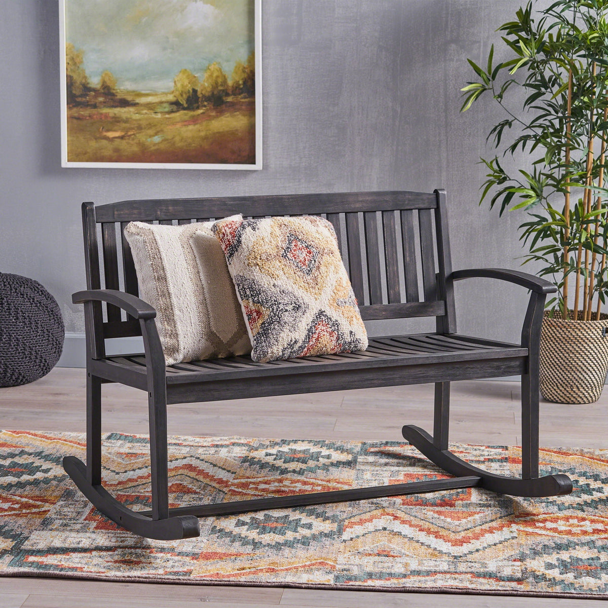 Baxter Rocking Loveseat with Rocking Motion - Dark Gray