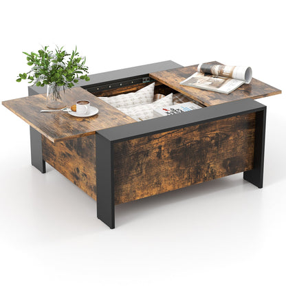 36.5 Inch Coffee Table with Sliding Top and Hidden Compartment