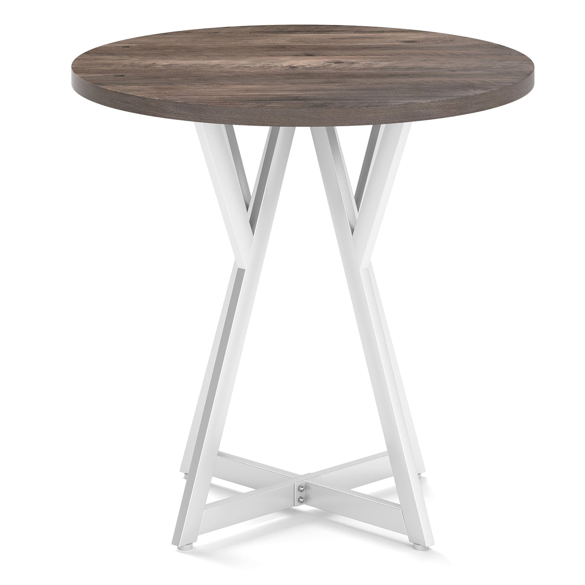 36 Inch Round Dining Table with Metal Pedestal Base-Natural