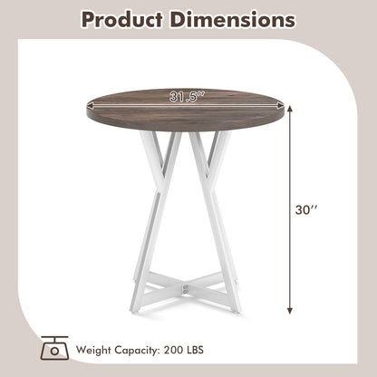 36 Inch Round Dining Table with Metal Pedestal Base-Natural
