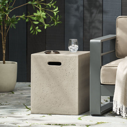 Modern Tank Holder Side Table with Smooth Concrete Surface - Dark Gray
