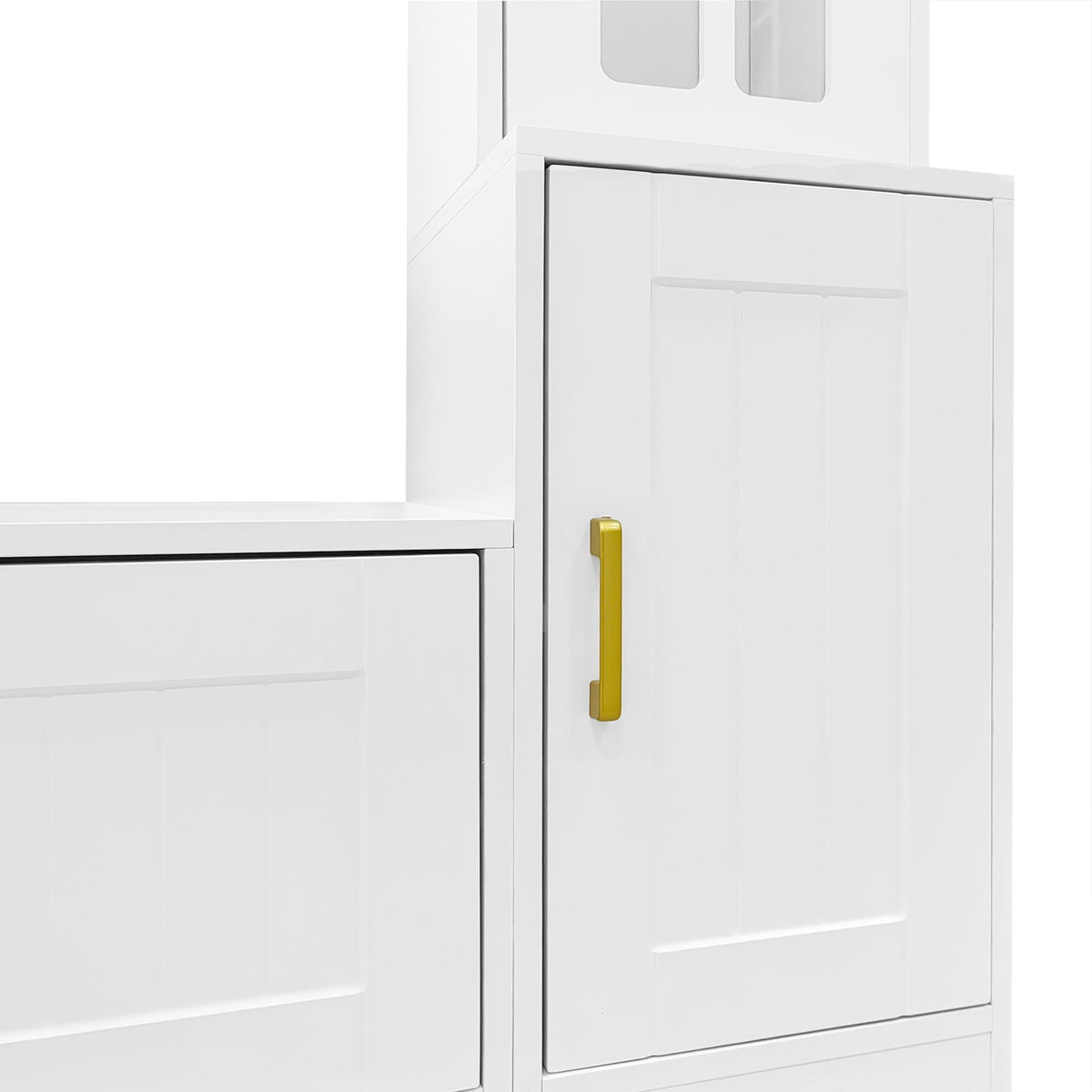 Wall Unit Entertainment Center with Glass Doors - White or Black