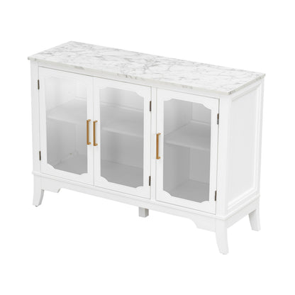 Storage Cabinet 3 Doors Stylish Style White