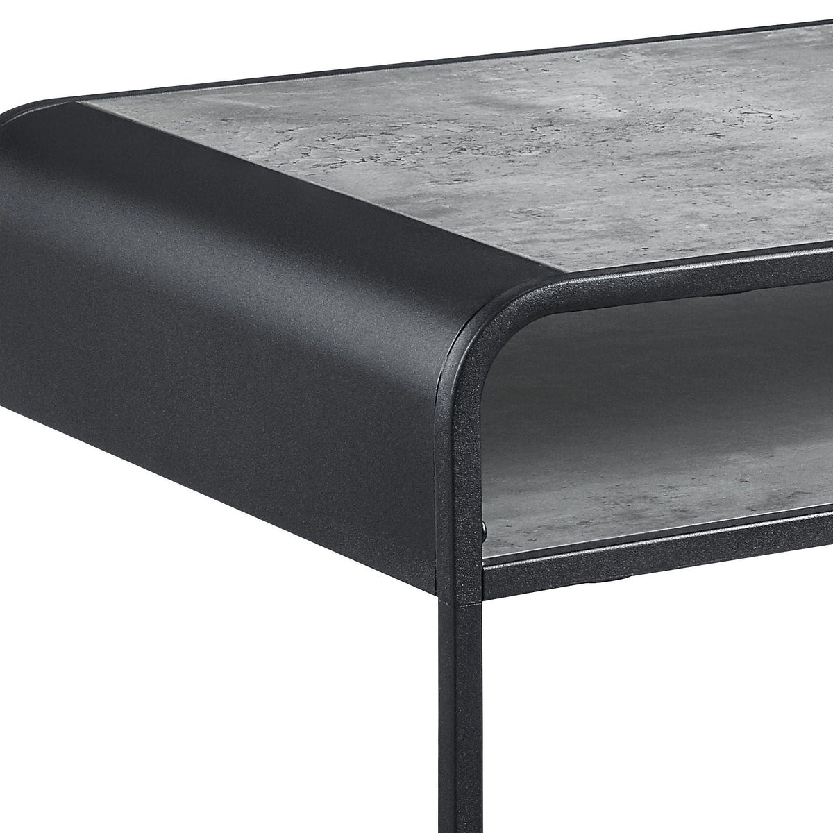Raziela Concrete Coffee Table with Metal Frame - Black / Gray