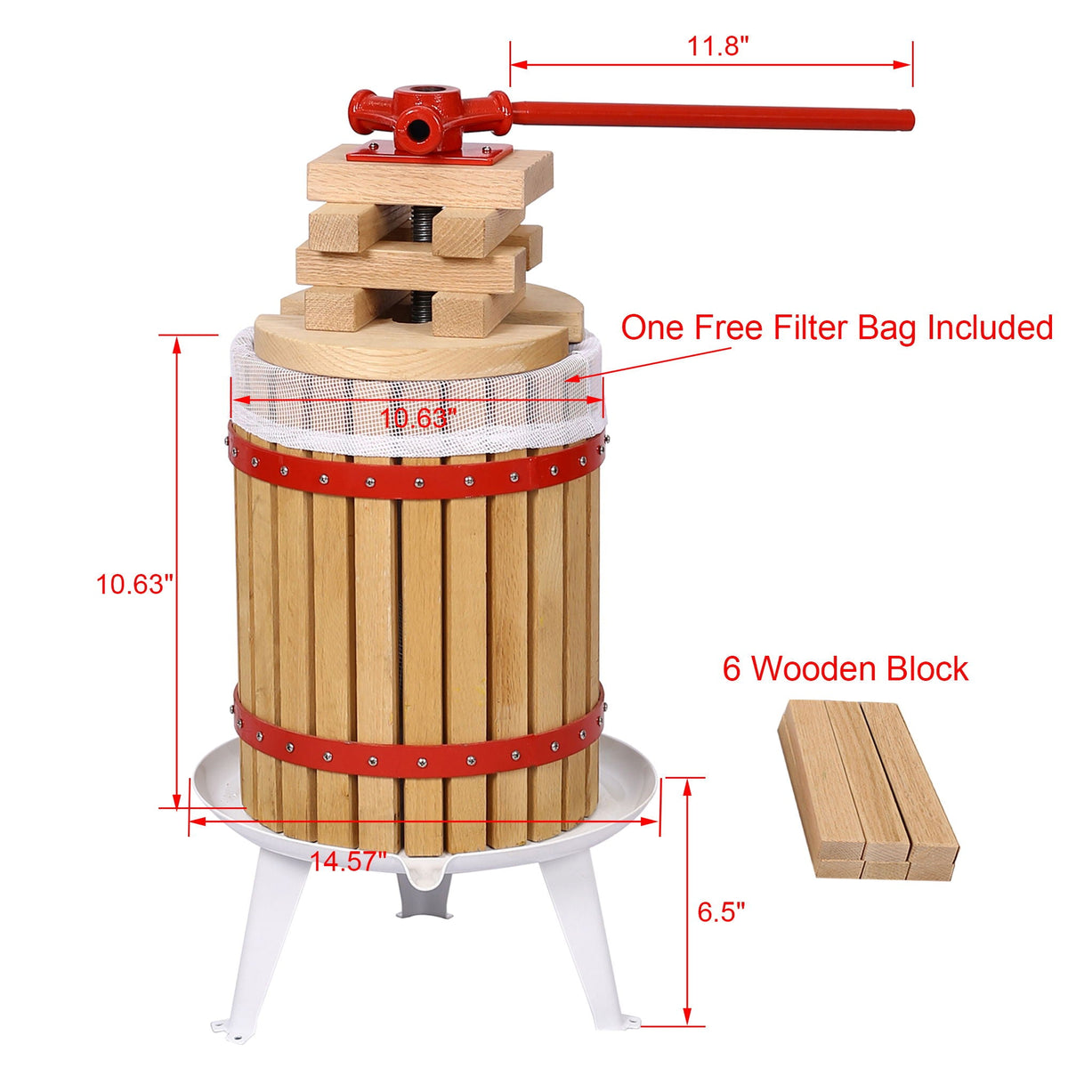 Fruit Wine Press Manual Juice Maker with Wide Plate - Light Brown