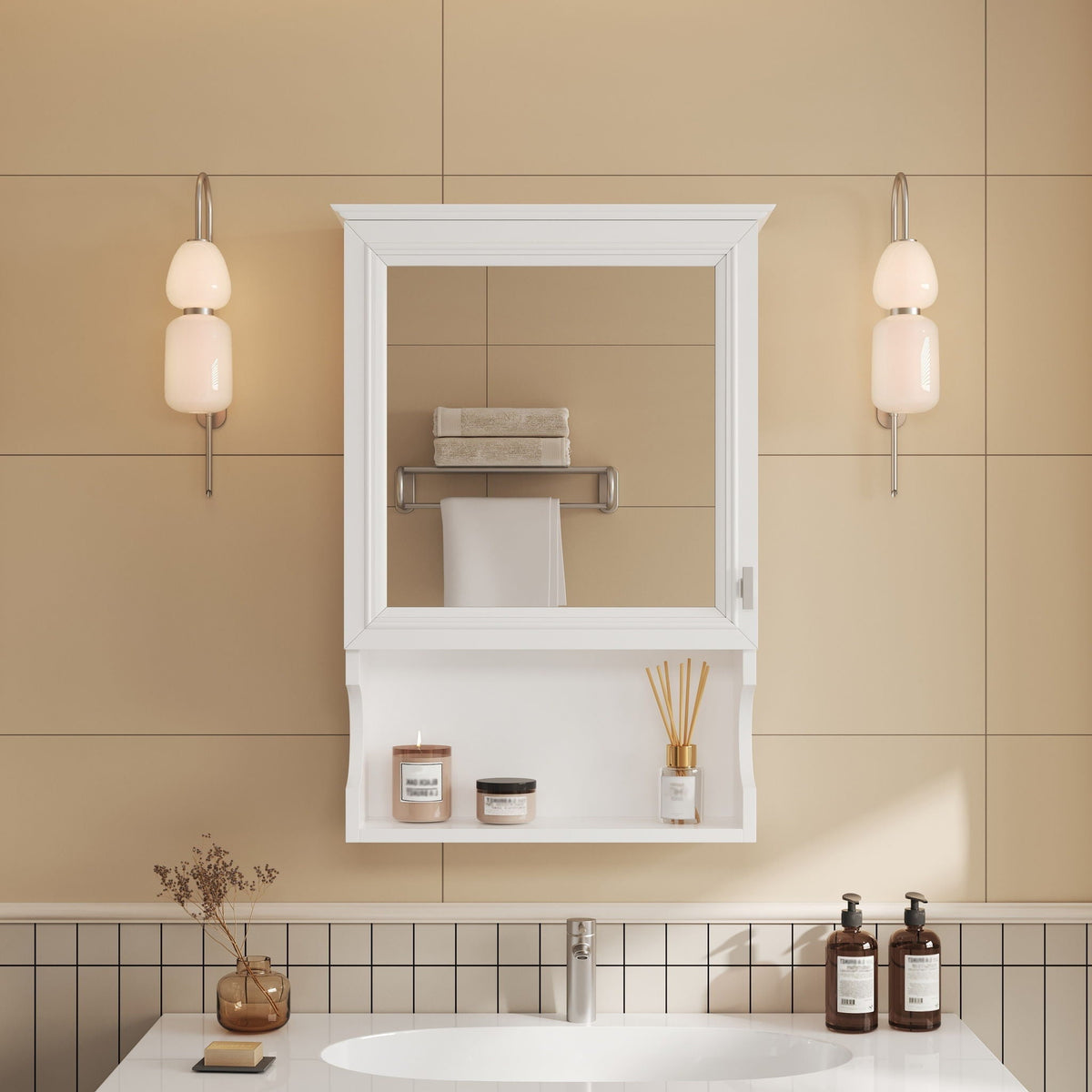 Wall Mounted Bathroom Storage Cabinet With Mirror