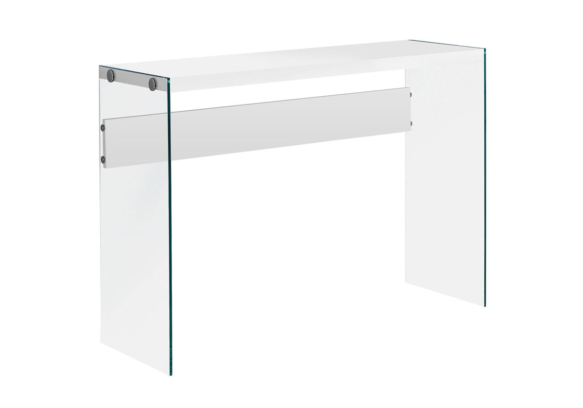 Glossy Surface Accent Console Table with Glass Sides - White or Gray