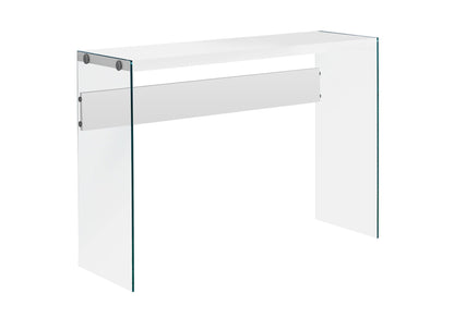 Glossy Surface Accent Console Table with Glass Sides - White or Gray