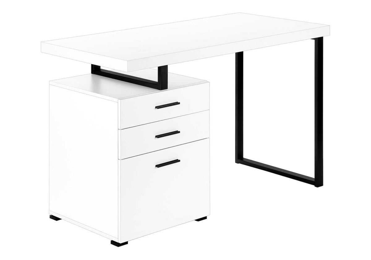 Reversible Computer Desk with Storage Drawers - Multiple Colors