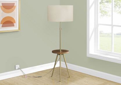 Modern Floor Lamp with Adjustable Height and Built-In Shelf - Black or Gold