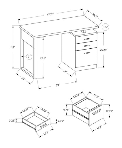 Computer Desk for Home Office with Reversible Storage Drawers - Black or White