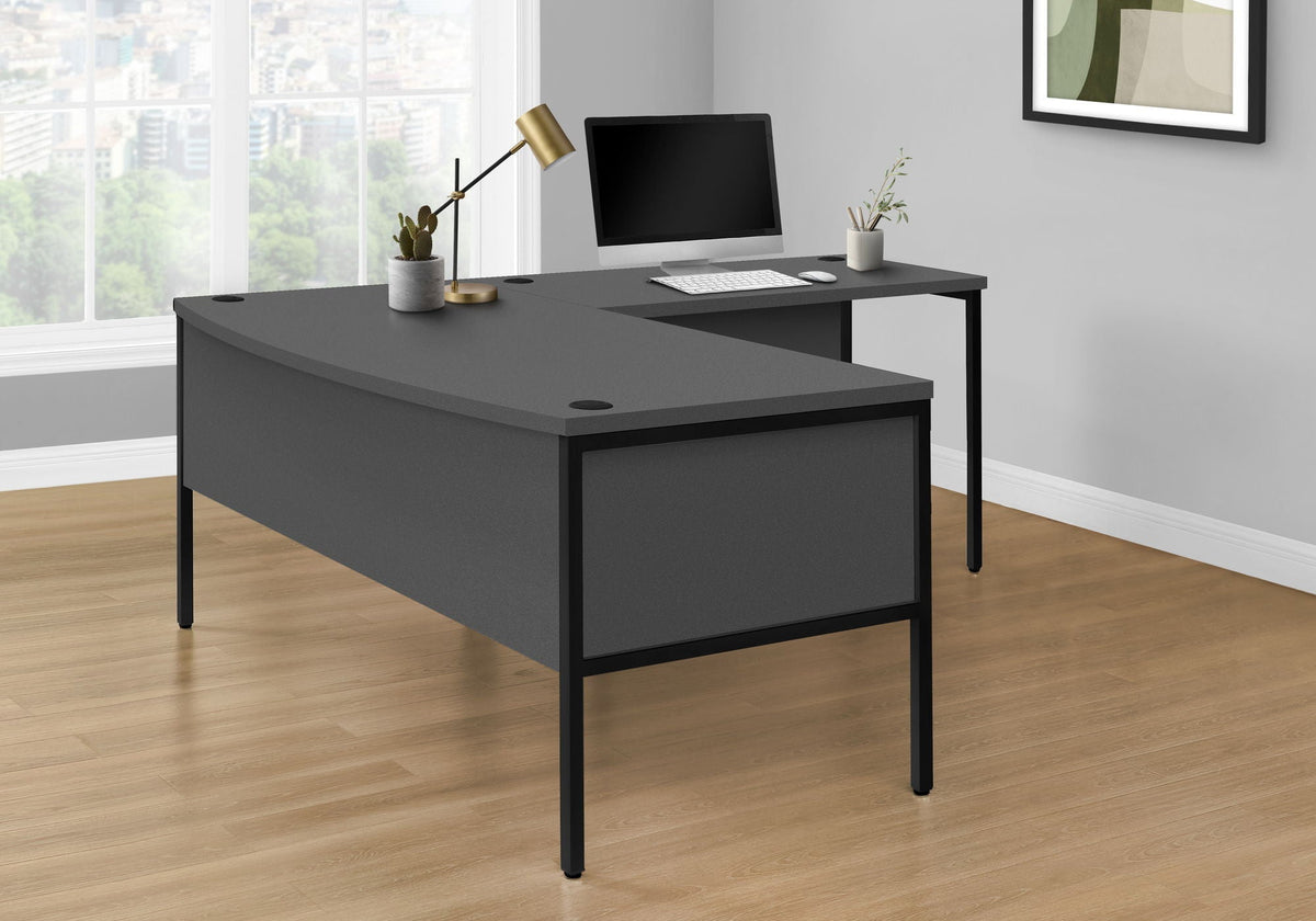 Contemporary Computer Desk with Cable Management - Dark Gray or White