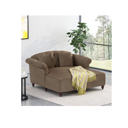 Upholstered Chaise Lounge with Scroll Arms & Pillows - Dark Gray or Dark Brown