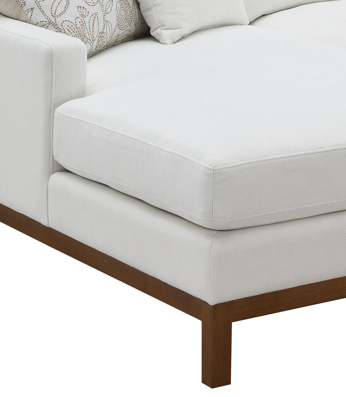 Ivory Chenille Sectional Sofa with 4 Pillows - U-Shaped