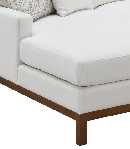 Ivory Chenille Sectional Sofa with 4 Pillows - U-Shaped