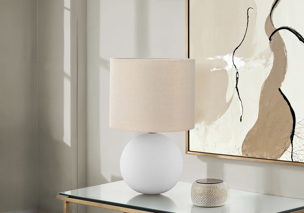Contemporary Cream Ceramic Table Lamp with Fabric Shade - 15.75" Tall