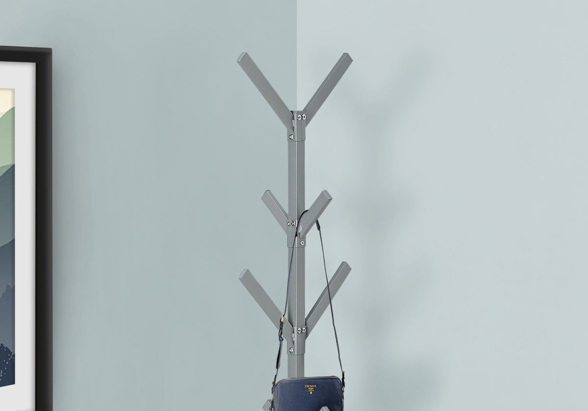 Freestanding Coat Rack with 8 Hooks - Black, Gray, or White