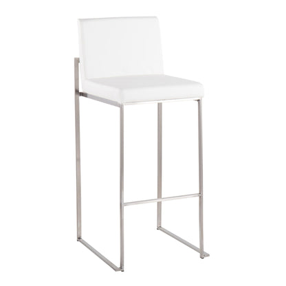 Contemporary High Back Barstool Set with Upholstered Seat – Multiple Colors