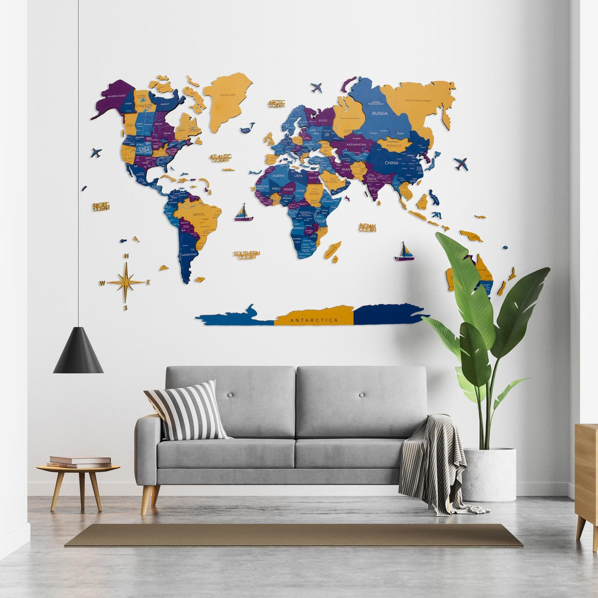 3D Wooden World Map Waterpark