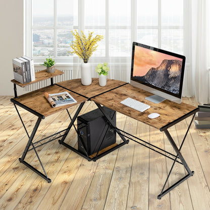 L-Shaped Desk Reversible Corner Computer Desk with Movable Shelf and CPU Stand