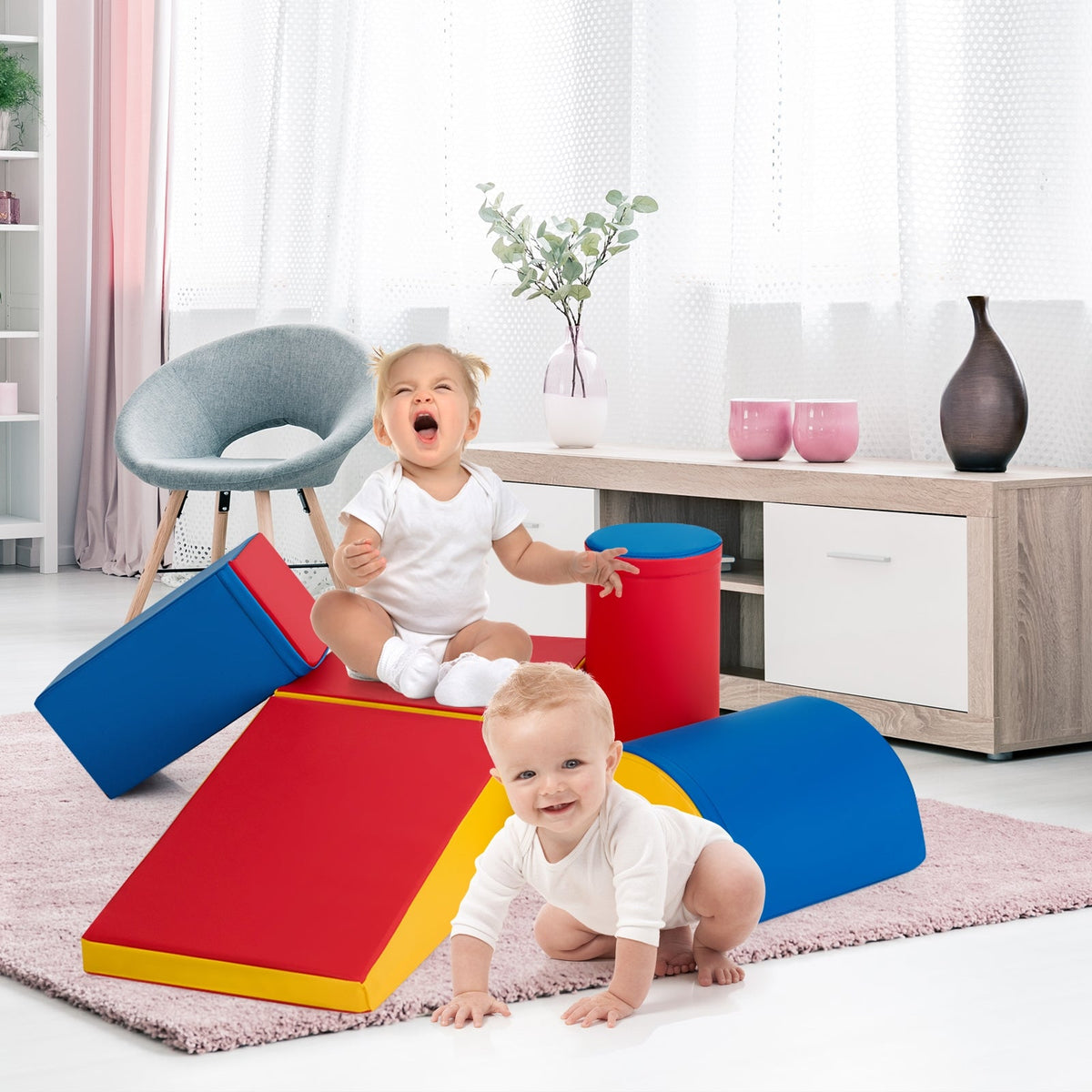 5-Piece Set Climb Activity Play Safe Foam Blocks-Red