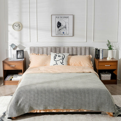 2 Pieces Nightstand with Storage Drawer and Cabinet