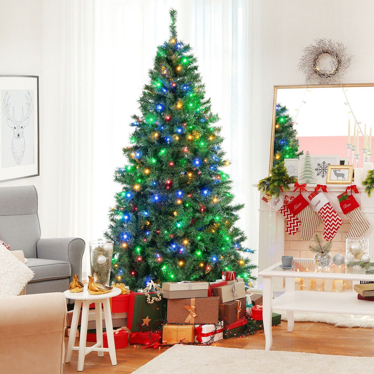 7 Feet Christmas Tree Pre-Lit 3-Minute Quick Shape