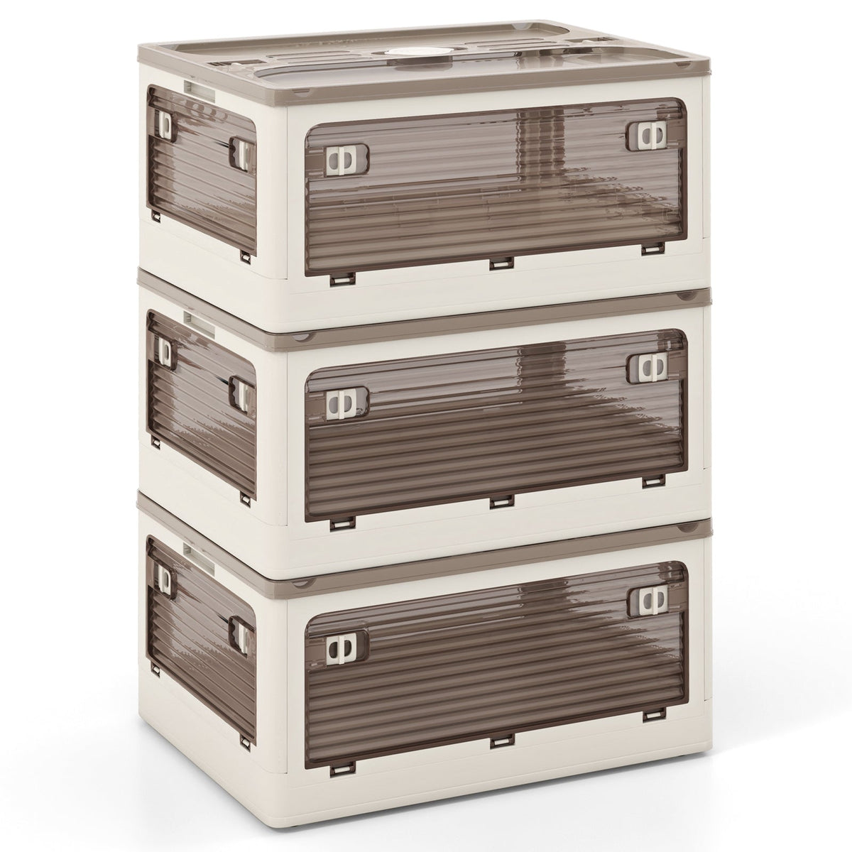 3-Pack Stackable Storage Bins with Lids with 5 Opening Ways
