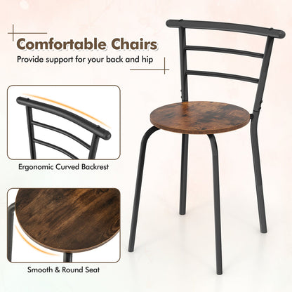 3 pcs Home Kitchen Bistro Pub Dining Table 2 Chairs Set