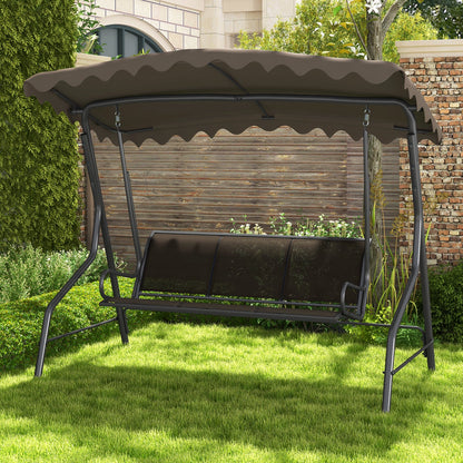 3-Seat Outdoor Porch Canopy Swing with Adjustable Shading