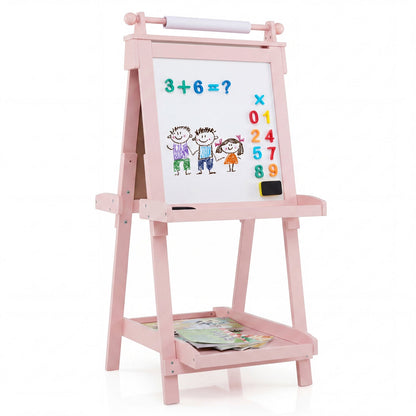 Double-Sided Kids Art Easel with Chalkboard & Whiteboard