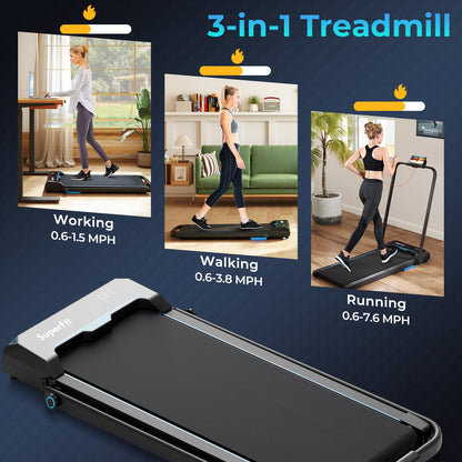 3 in 1 Folding Treadmill with Remote Control and LED Display