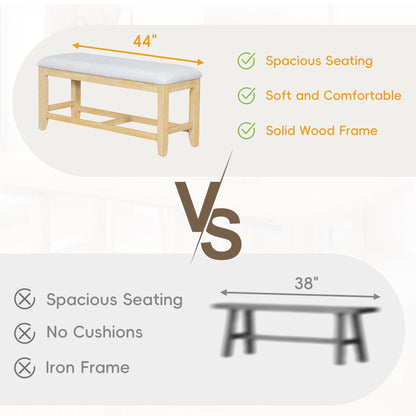 Natural Solid Wood Extendable Dining Set with Bench Seating - 6 Piece