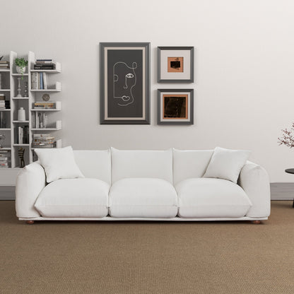 Kely Modern 100'' Cream Boucle Upholstered Sofa with Solid Wood Frame - Cream