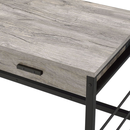 Disho Weathered Writing Desk with USB Ports - Oak