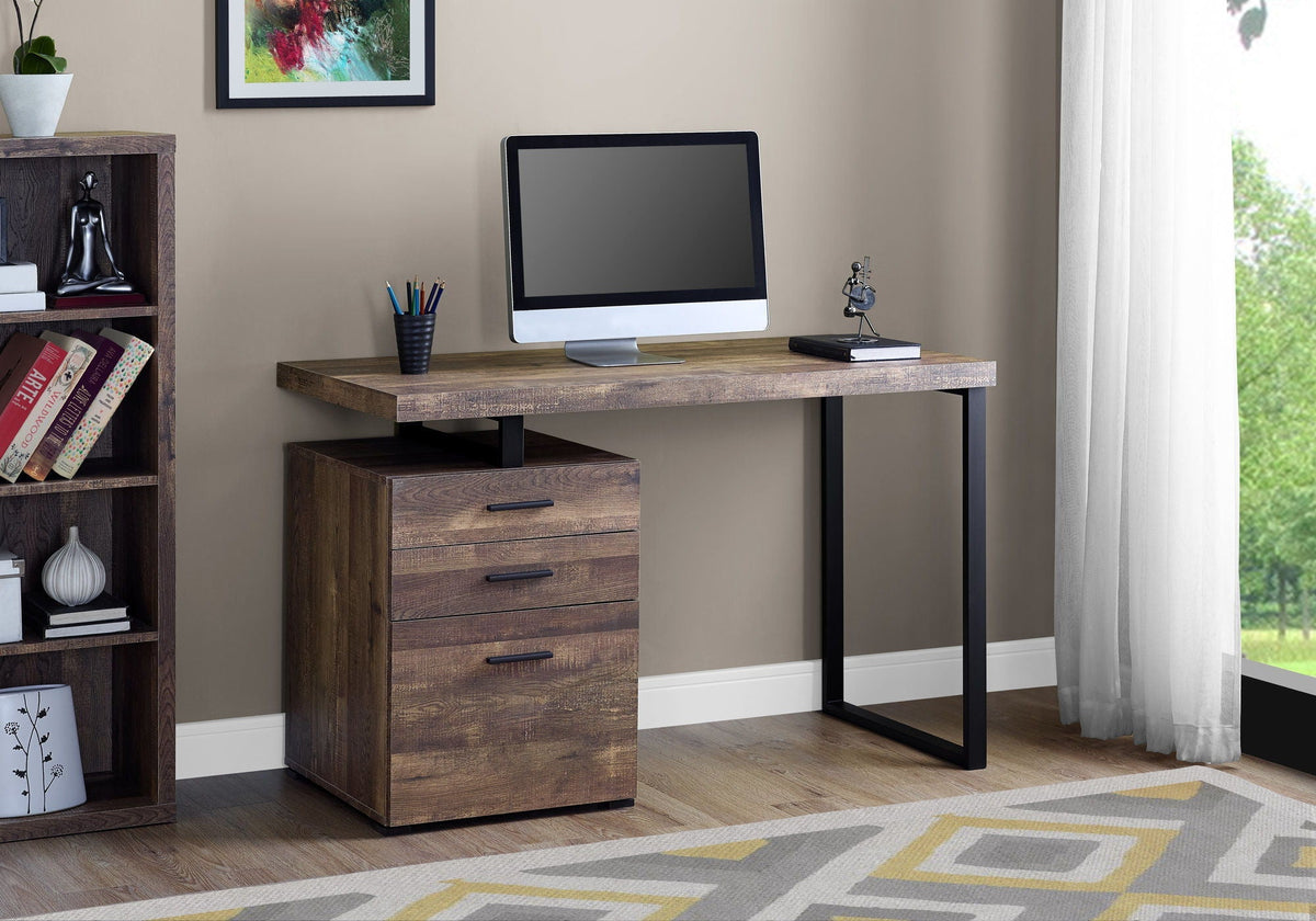 Reversible Computer Desk with Storage Drawers - Multiple Colors