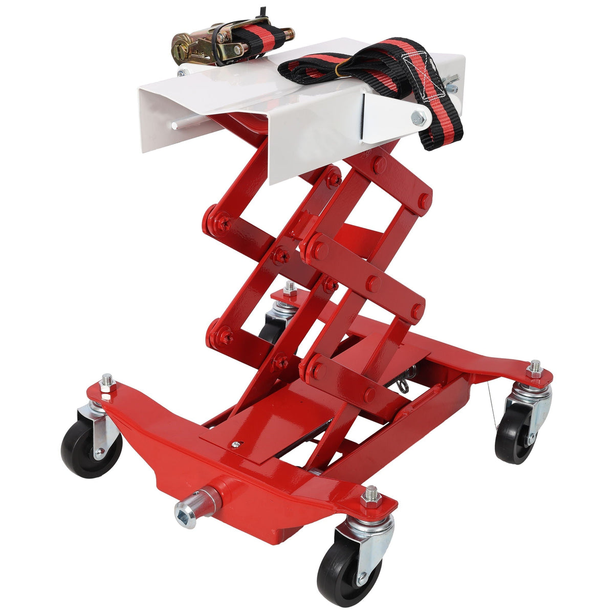 Heavy Duty Low Lift Transmission Jack with Nylon Safety Strap