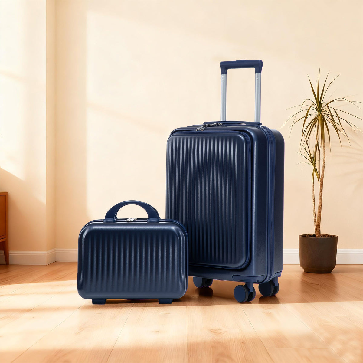 ABS Spinner Luggage Set with Combination Lock - Navy