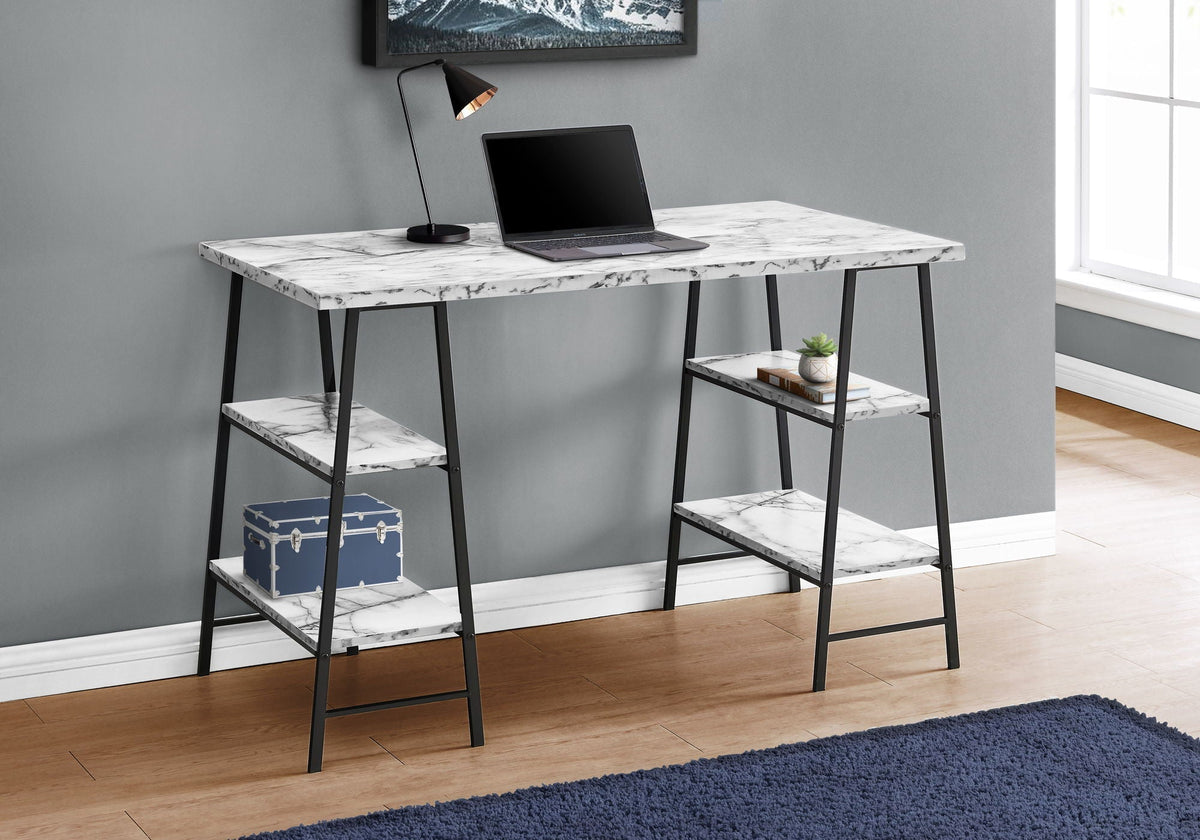 Industrial Computer Desk with Storage Shelves - Multiple Colors
