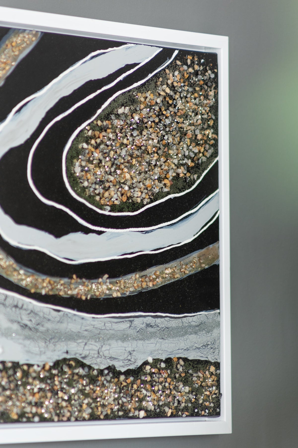 Elongated Rectangle Wall Art with Silver Frame - Multicolor