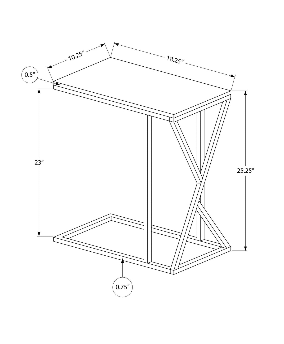C-Shaped Accent Table with Sliding Base - Multiple Colors