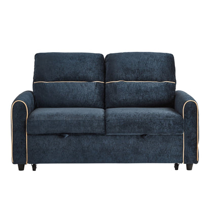 Pull Out Sofa Bed with Adjustable Backrest and USB Ports - Dark Gray, Black or Blue