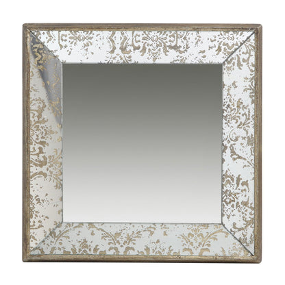 Antique Rectangle Mirror with Floral Accents - Pearl Silver