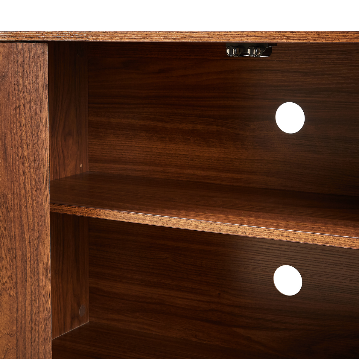 Walnut Sideboard Storage Cabinet with Wave Pattern - 64" Wide