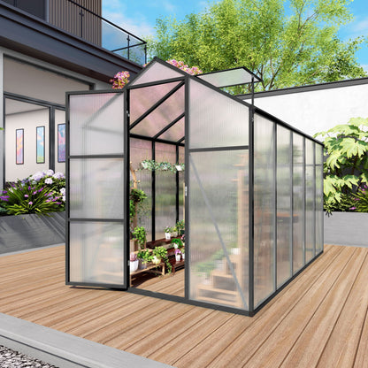 Windproof Greenhouse with Raised Base - Black