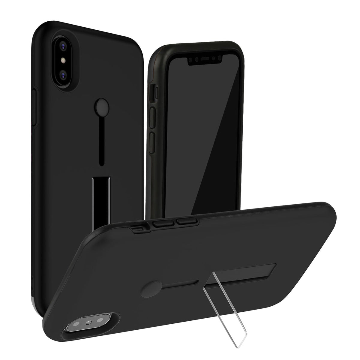 Finger Strap Phone Case for iPhone X Drop-protection Finger Ring Rugged Phone Case with Kickstand Dual Layer Case